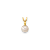 5-6mm Akoya Cultured Pearl Diamond Earrings Charm Pendant in Real 14k Yellow Gold