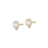 5-6mm Akoya Cultured Pearl Diamond Earrings Charm Pendant in Real 14k Yellow Gold