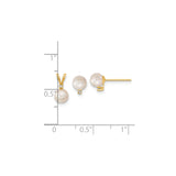 5-6mm Akoya Cultured Pearl Diamond Earrings Charm Pendant in Real 14k Yellow Gold