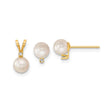 5-6mm Akoya Cultured Pearl Diamond Earrings Charm Pendant in Real 14k Yellow Gold
