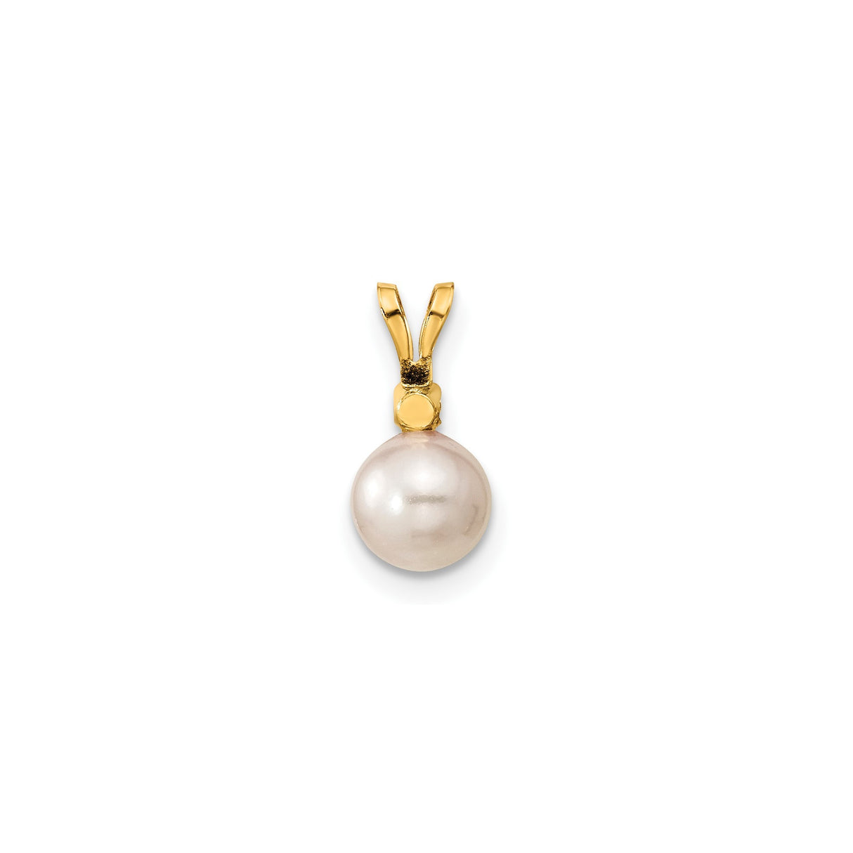 6-7mm Akoya Cultured Pearl Diamond Earrings Charm Pendant in Real 14k Yellow Gold
