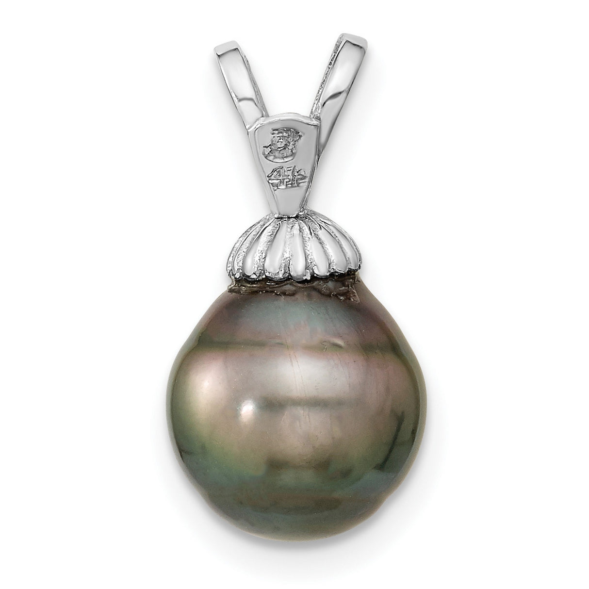 14k White Gold Pendant with Tahitian Pearl, Minimalist Fine Jewelry for Women