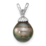 14k White Gold Pendant with Tahitian Pearl, Minimalist Fine Jewelry for Women