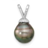 14k White Gold Pendant with Tahitian Pearl, Minimalist Fine Jewelry for Women