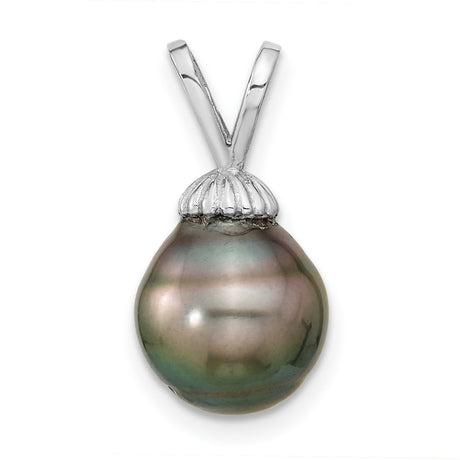14k White Gold Pendant with Tahitian Pearl, Minimalist Fine Jewelry for Women