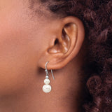 14k White Gold Dangle Earrings with Round Cultured Freshwater Pearls and Faceted Beads