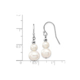 14k White Gold Dangle Earrings with Round Cultured Freshwater Pearls and Faceted Beads