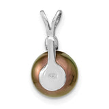 14k White Gold Pendant with Black Tahitian Cultured Pearl and Diamond Accent