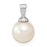 14k White Gold Pendant with Round Cultured Pearl, Classic Jewelry for Women