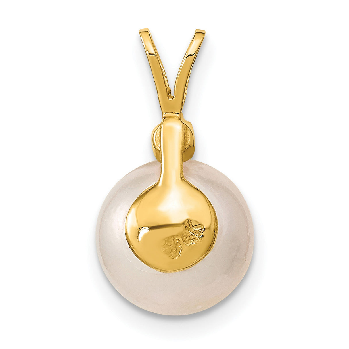 14k Yellow Gold Pendant with Round White Cultured Pearl and Diamond Accent