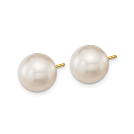 14k Yellow Gold Stud Earrings with Cultured Pearl, Classic Minimalist Design for Women