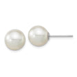 14k White Gold Stud Earrings with Cultured Pearl, Classic Round Design for Women
