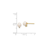14k Yellow Gold Pearl Stud Earrings with Diamond Accents, Classic Bridal Style
