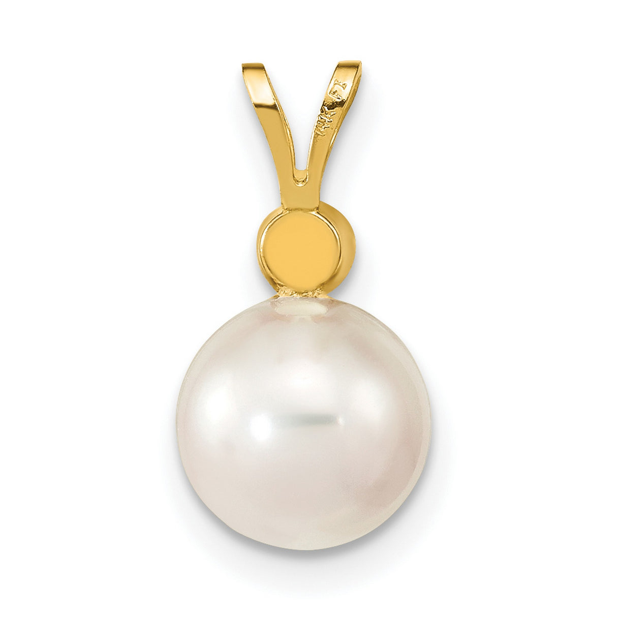 14k Yellow Gold Pendant with White Cultured Pearl and Diamond Accent, Classic Minimalist Design