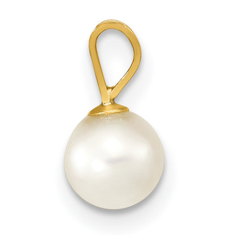 14k Yellow Gold Pendant with Cultured White Akoya Pearl, Minimalist Bridal Jewelry