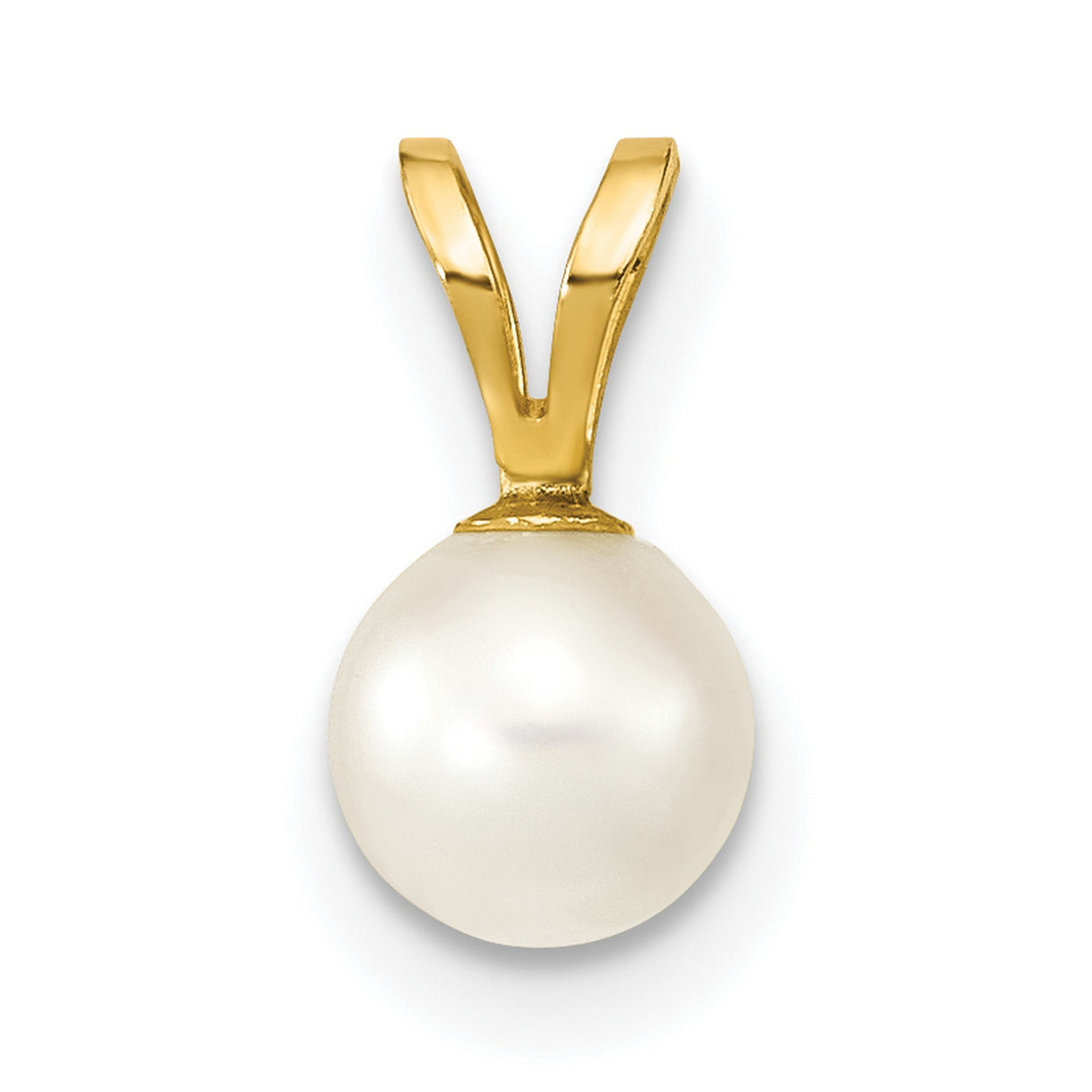 14k Yellow Gold Pendant with Cultured White Akoya Pearl, Minimalist Bridal Jewelry