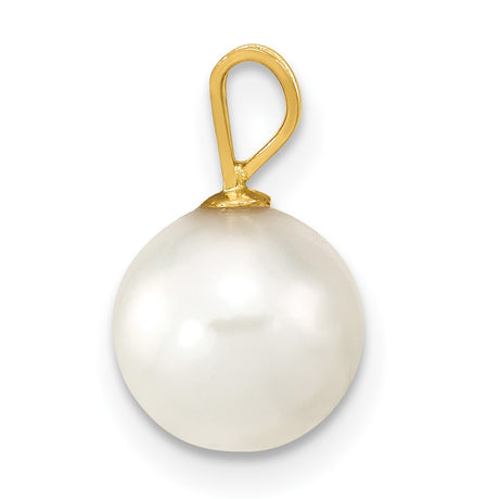 14k Yellow Gold Pendant with White Cultured Pearl, Classic Jewelry for Women
