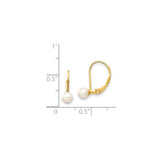 14k Yellow Gold Leverback Earrings with White Freshwater Pearls, Classic Dangle Design