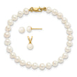 4-5mm FWC Pearl Bracelet Earrings Charm Pendant in Real 14k Yellow Gold