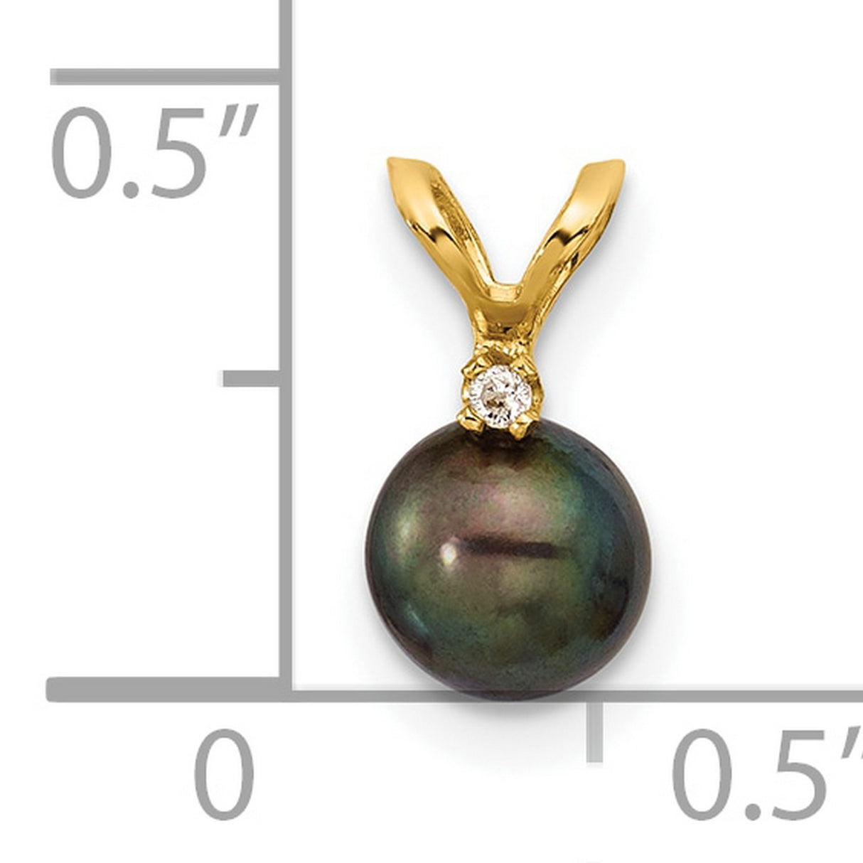14k Yellow Gold Pendant with Black Tahitian Pearl and Diamond Accent, Classic Charm for Women