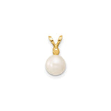 14k Yellow Gold Pendant with White Pearl and Diamond Accent, Classic Elegant Design