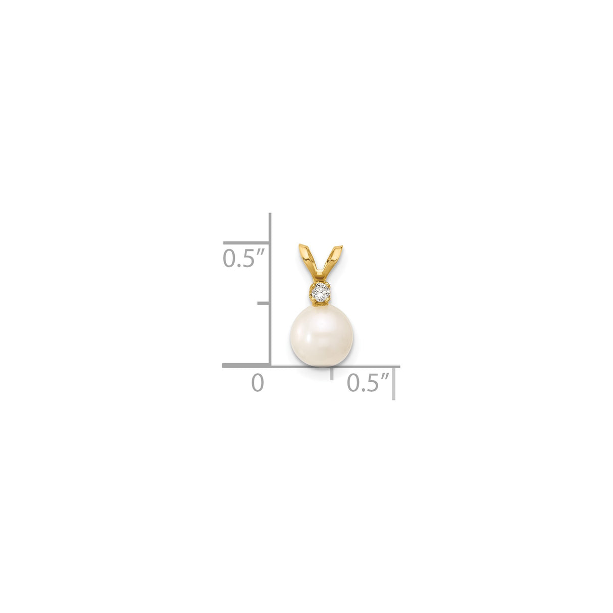 14k Yellow Gold Pendant with White Pearl and Diamond Accent, Classic Elegant Design