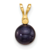 14k Yellow Gold Pendant with Black Pearl and Cubic Zirconia Accent, Drop Charm Design