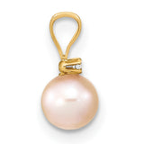14k Yellow Gold Pendant with Cultured Pearl and Diamond Accent, Classic Charm for Women