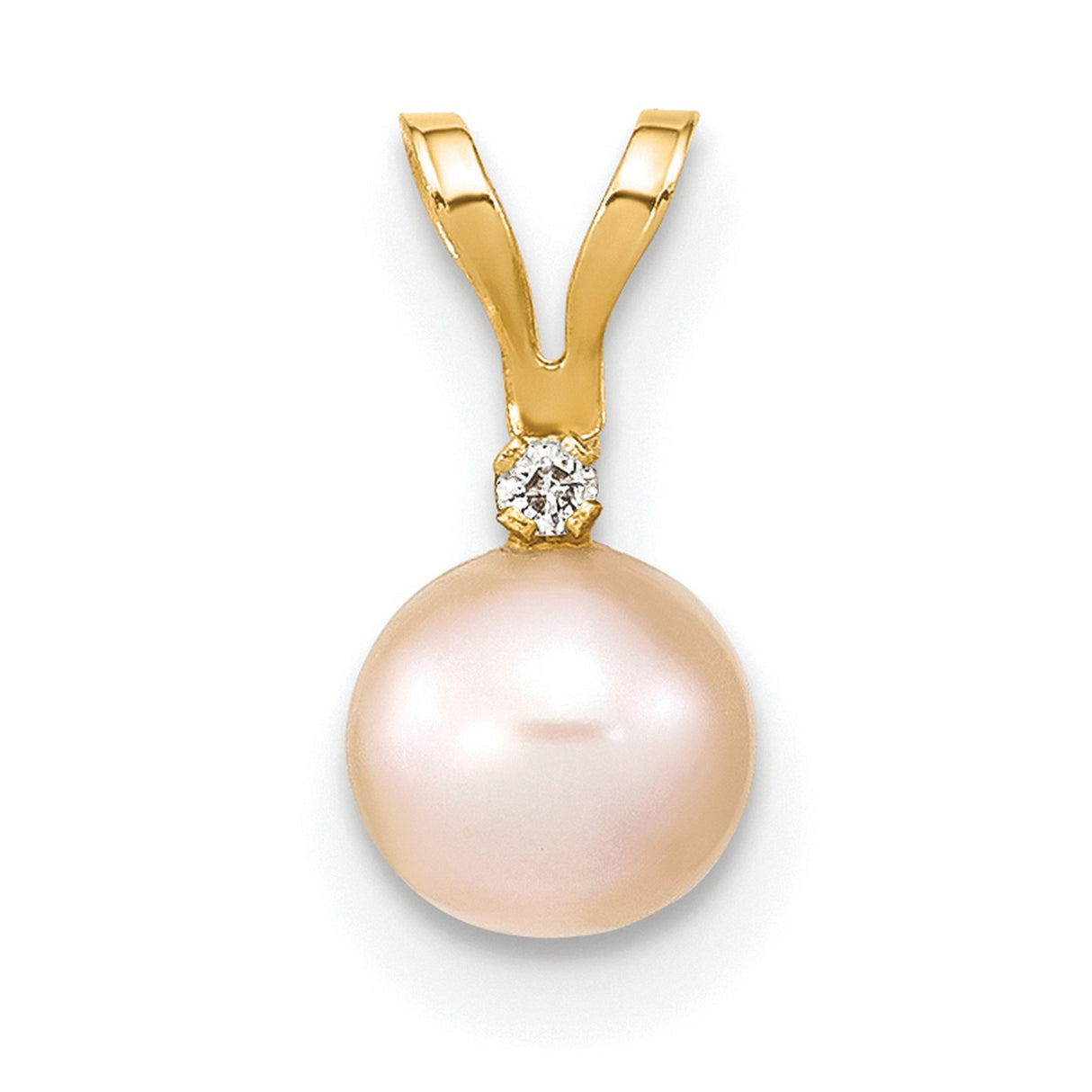 14k Yellow Gold Pendant with Cultured Pearl and Diamond Accent, Classic Charm for Women
