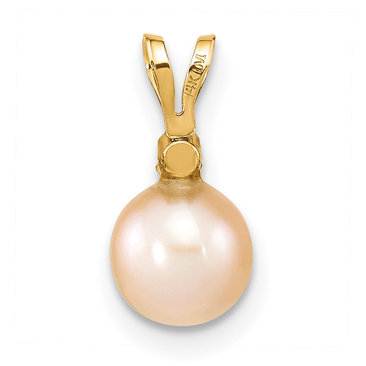 14k Yellow Gold Pendant with Cultured Pearl and Diamond, Elegant Bridal Jewelry for Women