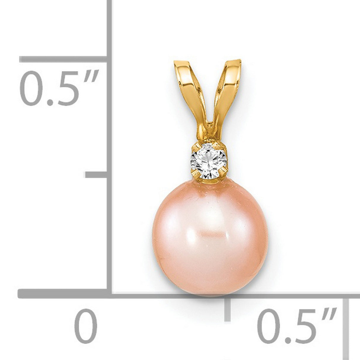 14k Yellow Gold Pendant with Cultured Pearl and Diamond, Elegant Bridal Jewelry for Women