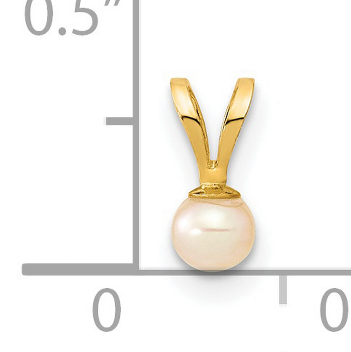 14k Yellow Gold Pendant with Cultured White Pearl, Minimalist Classic Design for Women