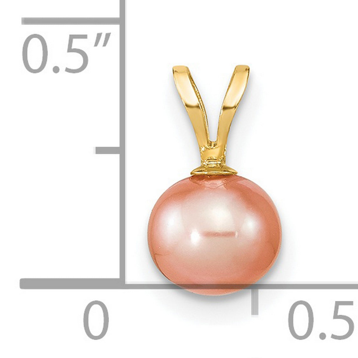 14k Yellow Gold Pendant with Round Pink Freshwater Pearl, Minimalist Drop Design