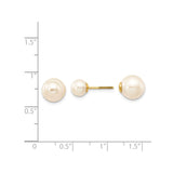 14k Yellow Gold Pearl Stud Earrings with Round White Cultured Pearls, Screw Back