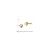 14k Yellow Gold Heart Stud Earrings with White Pearl Center, Open Heart Design