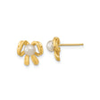 14k Yellow Gold Bow Stud Earrings with Cultured White Pearl, Classic Feminine Design