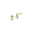 14k Yellow Gold Stud Earrings with White Cultured Pearls, Abstract Wrap Design
