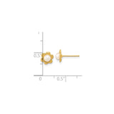 14k Yellow Gold Pearl Stud Earrings, Floral Design, Nature-Inspired Jewelry for Women