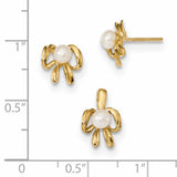 Kids 4-5mm FWC Pearl Earrings Charm Pendant in Real 14k Yellow Gold