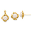 6-7mm White Freshwater Cultured Pearl Earrings Charm Pendant in Real 14k Yellow Gold