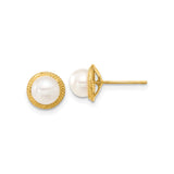 5-6mm Button FWC Pearl Earrings Charm Pendant in Real 14k Yellow Gold