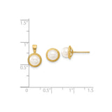 5-6mm Button FWC Pearl Earrings Charm Pendant in Real 14k Yellow Gold
