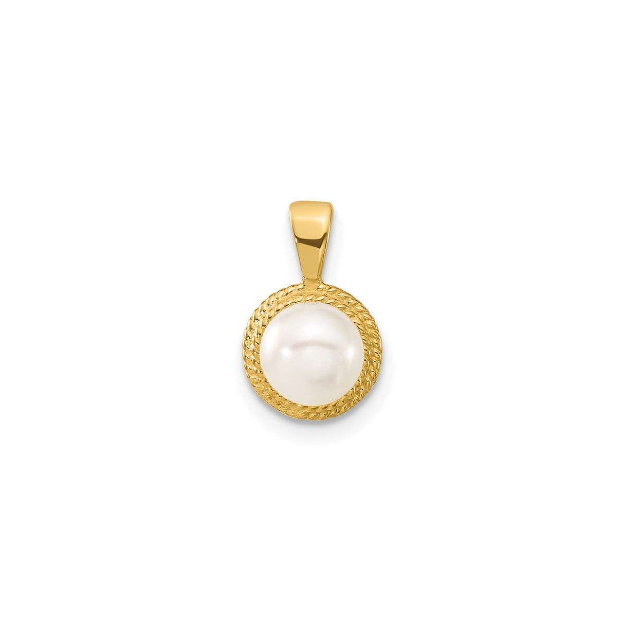 5-6mm Button FWC Pearl Earrings Charm Pendant in Real 14k Yellow Gold