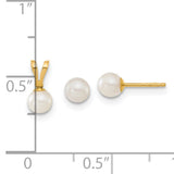 Kids 4-5mm FWC Pearl Earrings Charm Pendant in Real 14k Yellow Gold