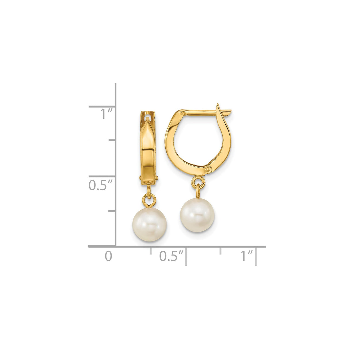 14k Yellow Gold Hoop Earrings with White Akoya Pearl Drops, Classic Bridal Jewelry