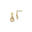 14k Yellow Gold Dangle Earrings with White Freshwater Pearl, Bow and Loop Design