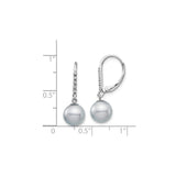 14k White Gold Dangle Earrings with Cultured Pearl Drops and Diamond Accents