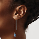 14k White Gold Threader Earrings with Black Freshwater Cultured Pearls, Modern Dangle Design