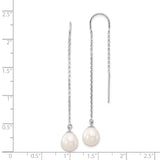14k White Gold Threader Earrings with Freshwater Cultured Pearls, Minimalist Drop Design