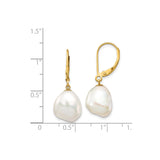 14k Yellow Gold Dangle Earrings with Natural Baroque Freshwater Pearls, Leverback Design